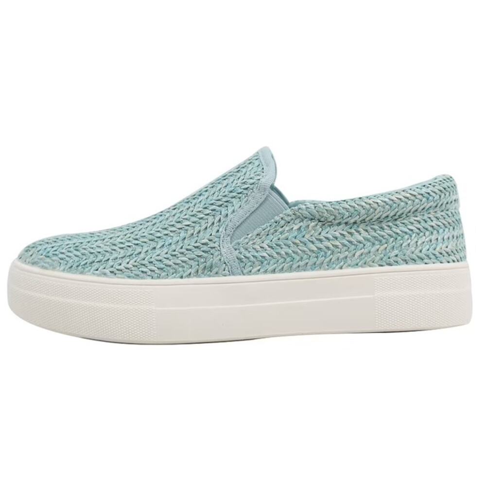 Soda Sz 8.5 Aqua Blue Hike Raffia Slip On White Rubber Casual Sneakers